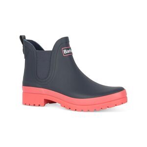 BARBOUR Womens Navy Back Pull-Tab Goring Mallow Round Toe Slip On Rain Boots 8